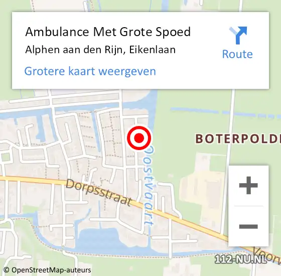 Locatie op kaart van de 112 melding: Ambulance Met Grote Spoed Naar Alphen aan den Rijn, Eikenlaan op 27 februari 2024 11:32