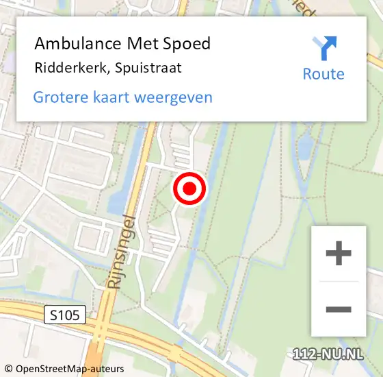 Locatie op kaart van de 112 melding: Ambulance Met Spoed Naar Ridderkerk, Spuistraat op 27 februari 2024 11:42