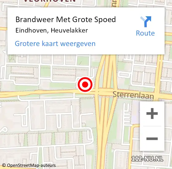 Locatie op kaart van de 112 melding: Brandweer Met Grote Spoed Naar Eindhoven, Heuvelakker op 27 februari 2024 11:53