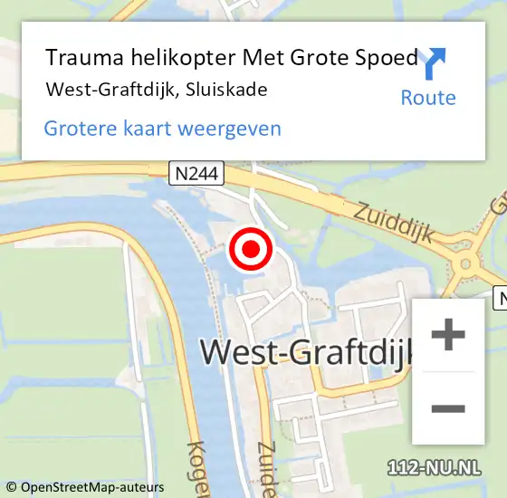 Locatie op kaart van de 112 melding: Trauma helikopter Met Grote Spoed Naar West-Graftdijk, Sluiskade op 27 februari 2024 13:05