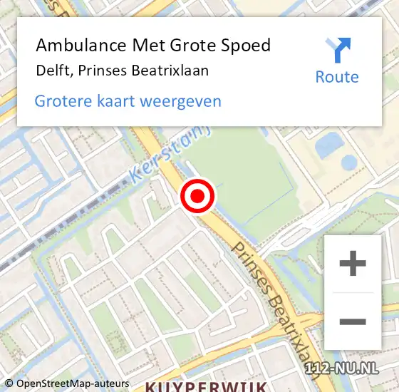 Locatie op kaart van de 112 melding: Ambulance Met Grote Spoed Naar Delft, Prinses Beatrixlaan op 27 februari 2024 14:22