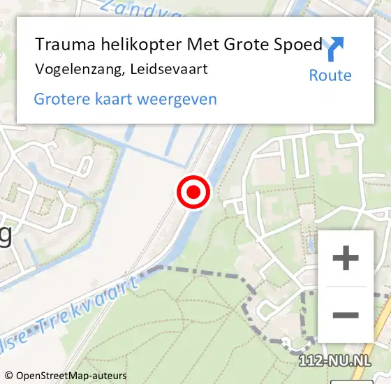 Locatie op kaart van de 112 melding: Trauma helikopter Met Grote Spoed Naar Vogelenzang, Leidsevaart op 27 februari 2024 15:18