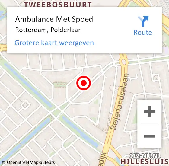 Locatie op kaart van de 112 melding: Ambulance Met Spoed Naar Rotterdam, Polderlaan op 27 februari 2024 15:19