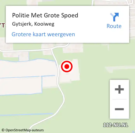 Locatie op kaart van de 112 melding: Politie Met Grote Spoed Naar Gytsjerk, Kooiweg op 27 februari 2024 15:24