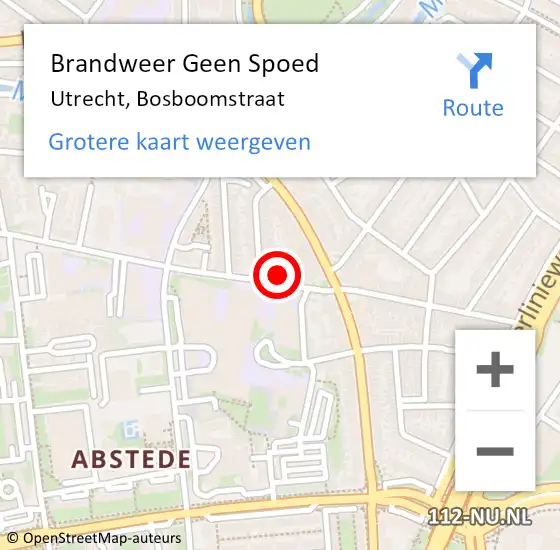 Locatie op kaart van de 112 melding: Brandweer Geen Spoed Naar Utrecht, Bosboomstraat op 27 februari 2024 15:39