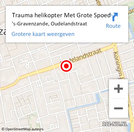 Locatie op kaart van de 112 melding: Trauma helikopter Met Grote Spoed Naar 's-Gravenzande, Oudelandstraat op 27 februari 2024 16:11