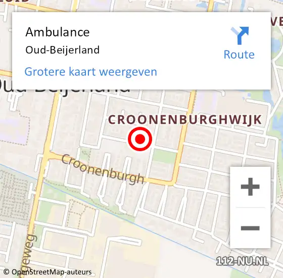 Locatie op kaart van de 112 melding: Ambulance Oud-Beijerland op 27 februari 2024 16:14