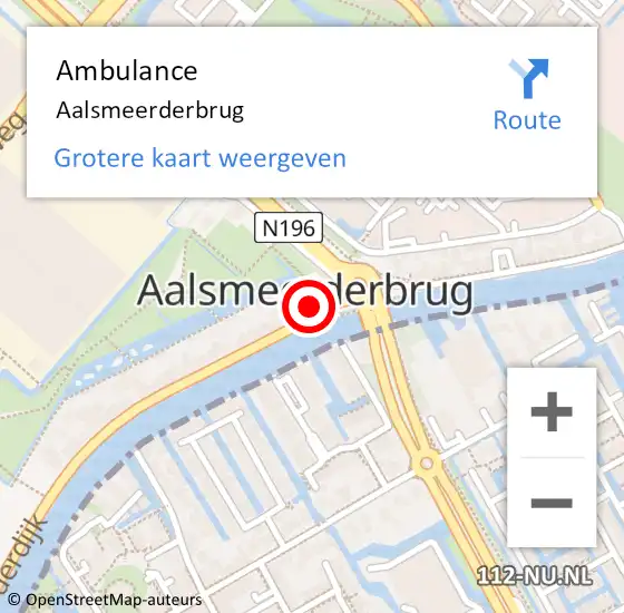 Locatie op kaart van de 112 melding: Ambulance Aalsmeerderbrug op 27 februari 2024 16:15