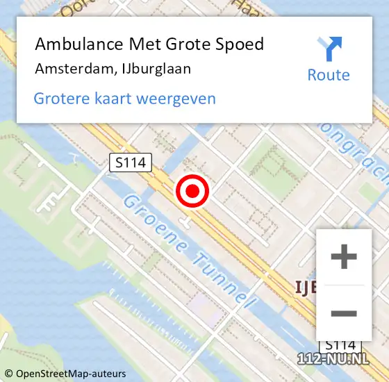 Locatie op kaart van de 112 melding: Ambulance Met Grote Spoed Naar Amsterdam, IJburglaan op 27 februari 2024 16:17