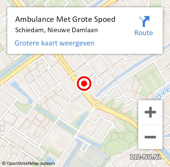 Locatie op kaart van de 112 melding: Ambulance Met Grote Spoed Naar Schiedam, Nieuwe Damlaan op 27 februari 2024 16:31
