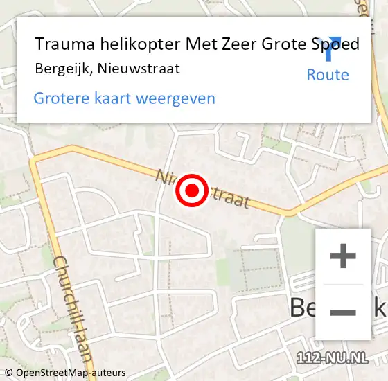 Locatie op kaart van de 112 melding: Trauma helikopter Met Zeer Grote Spoed Naar Bergeijk, Nieuwstraat op 27 februari 2024 16:54
