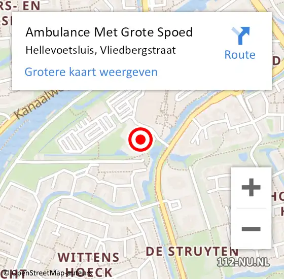 Locatie op kaart van de 112 melding: Ambulance Met Grote Spoed Naar Hellevoetsluis, Vliedbergstraat op 27 februari 2024 17:35