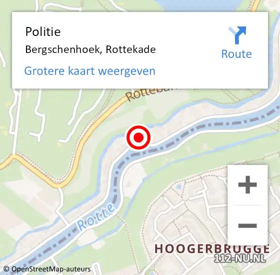 Locatie op kaart van de 112 melding: Politie Bergschenhoek, Rottekade op 27 februari 2024 17:42