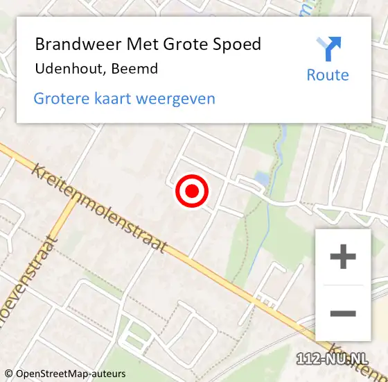 Locatie op kaart van de 112 melding: Brandweer Met Grote Spoed Naar Udenhout, Beemd op 27 februari 2024 18:17