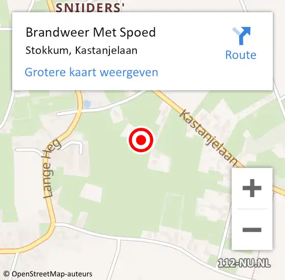 Locatie op kaart van de 112 melding: Brandweer Met Spoed Naar Stokkum, Kastanjelaan op 27 februari 2024 18:24