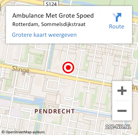 Locatie op kaart van de 112 melding: Ambulance Met Grote Spoed Naar Rotterdam, Sommelsdijkstraat op 27 februari 2024 18:56