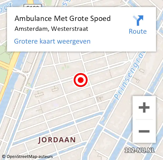 Locatie op kaart van de 112 melding: Ambulance Met Grote Spoed Naar Amsterdam, Westerstraat op 27 februari 2024 19:09
