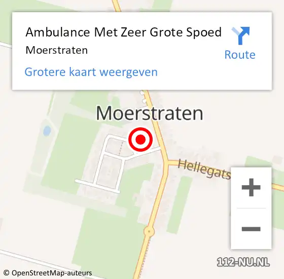 Locatie op kaart van de 112 melding: Ambulance Met Zeer Grote Spoed Naar Moerstraten op 27 februari 2024 20:44