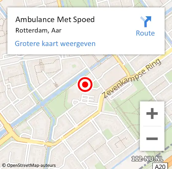 Locatie op kaart van de 112 melding: Ambulance Met Spoed Naar Rotterdam, Aar op 27 februari 2024 20:50