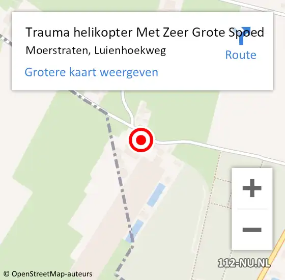 Locatie op kaart van de 112 melding: Trauma helikopter Met Zeer Grote Spoed Naar Moerstraten, Luienhoekweg op 27 februari 2024 20:51
