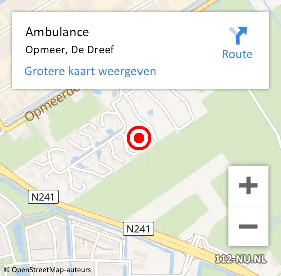 Locatie op kaart van de 112 melding: Ambulance Opmeer, De Dreef op 27 februari 2024 21:15