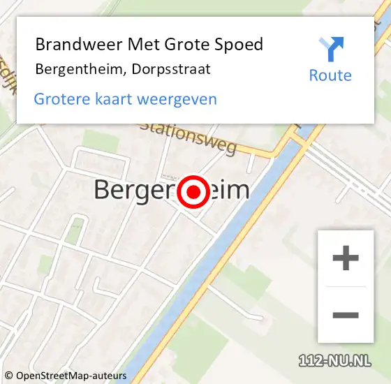 Locatie op kaart van de 112 melding: Brandweer Met Grote Spoed Naar Bergentheim, Dorpsstraat op 27 februari 2024 21:33
