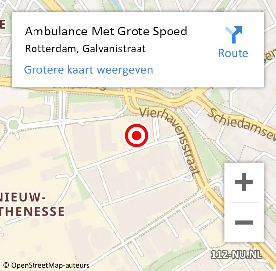 Locatie op kaart van de 112 melding: Ambulance Met Grote Spoed Naar Rotterdam, Galvanistraat op 27 februari 2024 22:42