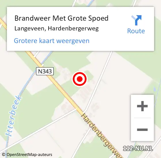 Locatie op kaart van de 112 melding: Brandweer Met Grote Spoed Naar Langeveen, Hardenbergerweg op 27 februari 2024 22:53