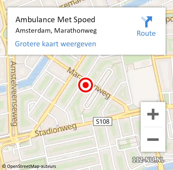 Locatie op kaart van de 112 melding: Ambulance Met Spoed Naar Amsterdam, Marathonweg op 27 februari 2024 22:54