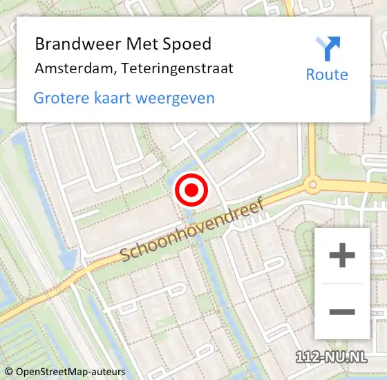 Locatie op kaart van de 112 melding: Brandweer Met Spoed Naar Amsterdam, Teteringenstraat op 28 februari 2024 00:24