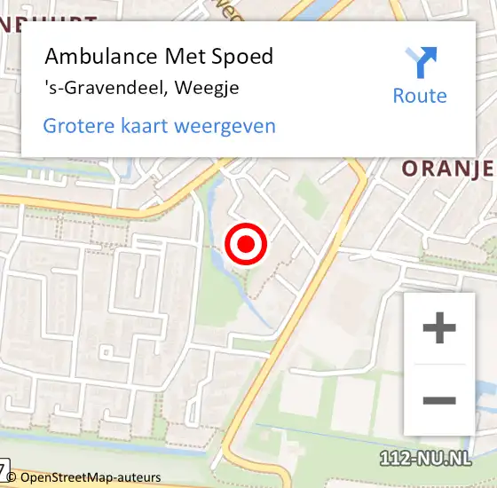 Locatie op kaart van de 112 melding: Ambulance Met Spoed Naar 's-Gravendeel, Weegje op 28 februari 2024 01:19