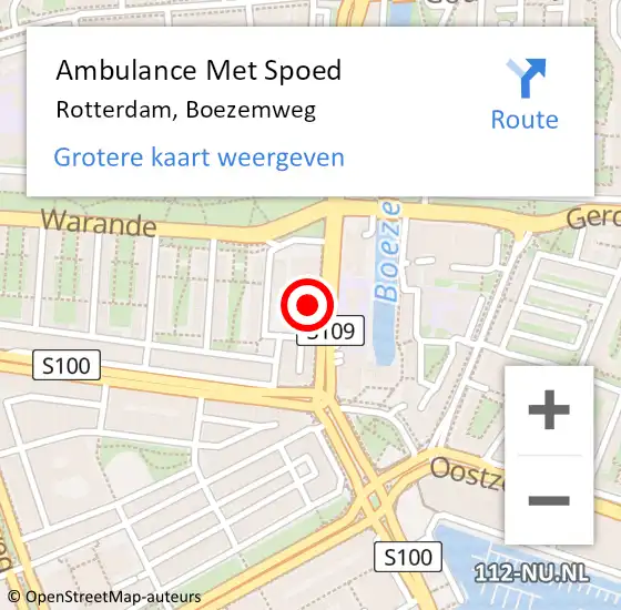 Locatie op kaart van de 112 melding: Ambulance Met Spoed Naar Rotterdam, Boezemweg op 28 februari 2024 02:02