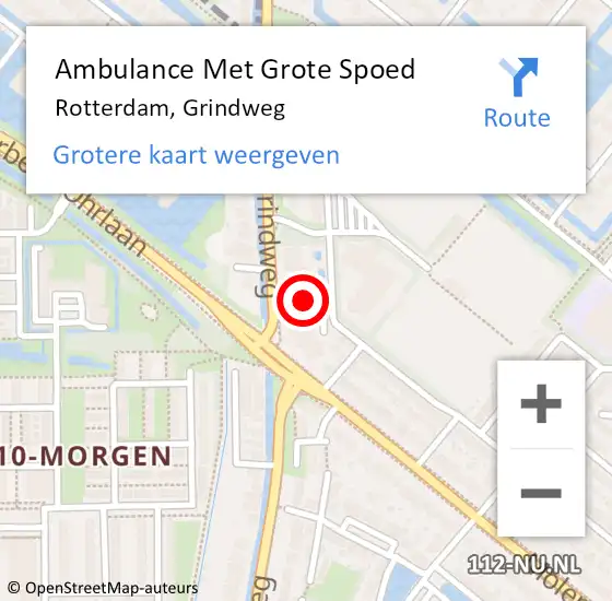 Locatie op kaart van de 112 melding: Ambulance Met Grote Spoed Naar Rotterdam, Grindweg op 28 februari 2024 03:05