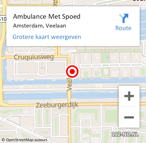 Locatie op kaart van de 112 melding: Ambulance Met Spoed Naar Amsterdam, Veelaan op 28 februari 2024 03:54