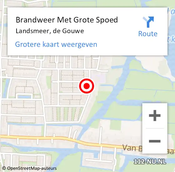 Locatie op kaart van de 112 melding: Brandweer Met Grote Spoed Naar Landsmeer, de Gouwe op 28 februari 2024 04:56