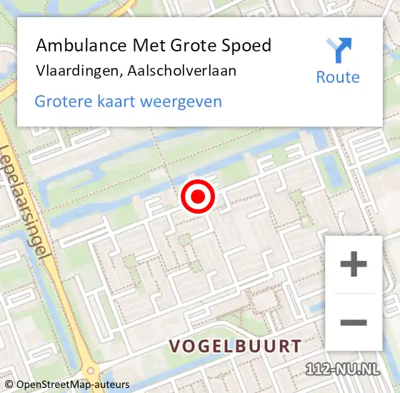 Locatie op kaart van de 112 melding: Ambulance Met Grote Spoed Naar Vlaardingen, Aalscholverlaan op 28 februari 2024 06:21