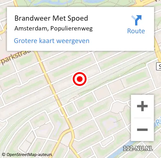 Locatie op kaart van de 112 melding: Brandweer Met Spoed Naar Amsterdam, Populierenweg op 28 februari 2024 06:31