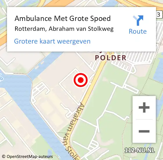 Locatie op kaart van de 112 melding: Ambulance Met Grote Spoed Naar Rotterdam, Abraham van Stolkweg op 28 februari 2024 08:37