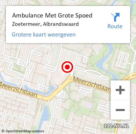 Locatie op kaart van de 112 melding: Ambulance Met Grote Spoed Naar Zoetermeer, Albrandswaard op 28 februari 2024 09:04
