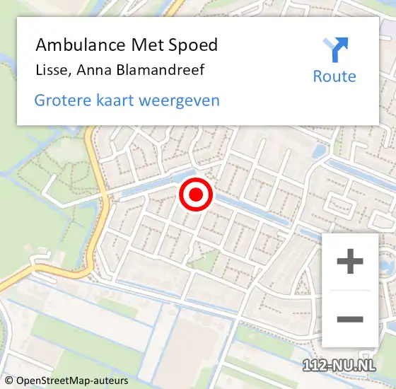 Locatie op kaart van de 112 melding: Ambulance Met Spoed Naar Lisse, Anna Blamandreef op 28 februari 2024 09:21
