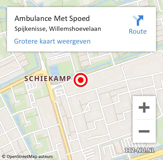 Locatie op kaart van de 112 melding: Ambulance Met Spoed Naar Spijkenisse, Willemshoevelaan op 28 februari 2024 09:23