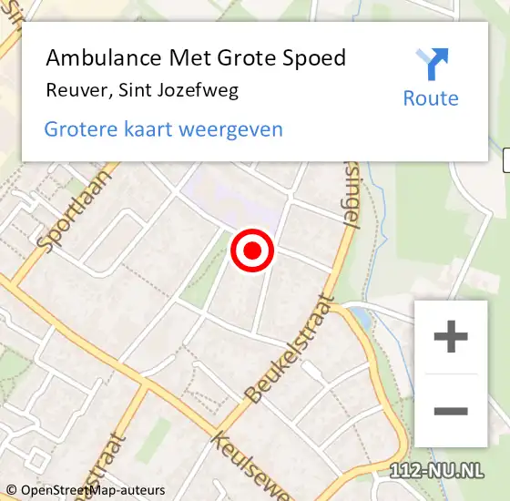 Locatie op kaart van de 112 melding: Ambulance Met Grote Spoed Naar Reuver, Sint Jozefweg op 28 februari 2024 09:27