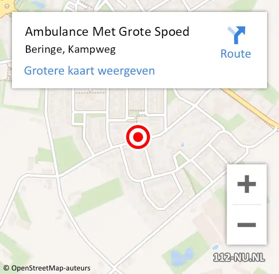 Locatie op kaart van de 112 melding: Ambulance Met Grote Spoed Naar Beringe, Kampweg op 28 februari 2024 10:22