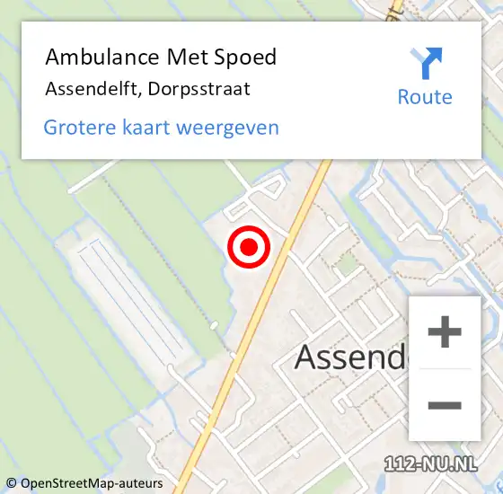 Locatie op kaart van de 112 melding: Ambulance Met Spoed Naar Assendelft, Dorpsstraat op 28 februari 2024 10:47
