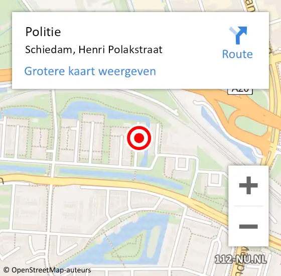 Locatie op kaart van de 112 melding: Politie Schiedam, Henri Polakstraat op 28 februari 2024 11:17