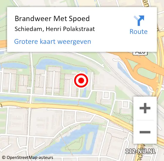 Locatie op kaart van de 112 melding: Brandweer Met Spoed Naar Schiedam, Henri Polakstraat op 28 februari 2024 11:18