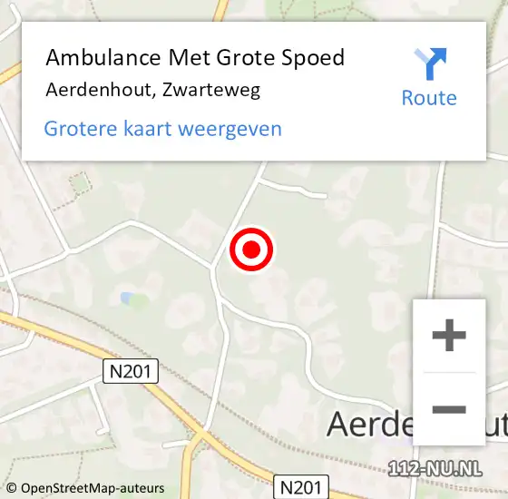 Locatie op kaart van de 112 melding: Ambulance Met Grote Spoed Naar Aerdenhout, Zwarteweg op 28 februari 2024 11:39