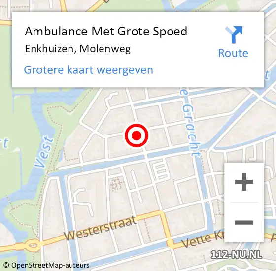 Locatie op kaart van de 112 melding: Ambulance Met Grote Spoed Naar Enkhuizen, Molenweg op 28 februari 2024 12:05