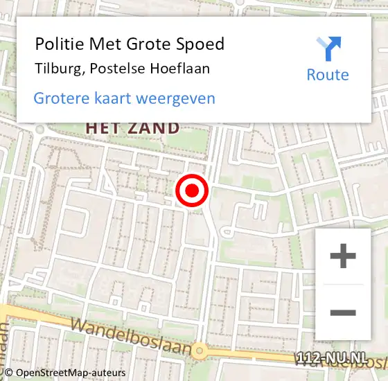 Locatie op kaart van de 112 melding: Politie Met Grote Spoed Naar Tilburg, Postelse Hoeflaan op 28 februari 2024 13:15