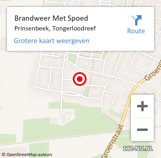 Locatie op kaart van de 112 melding: Brandweer Met Spoed Naar Prinsenbeek, Tongerloodreef op 28 februari 2024 14:03